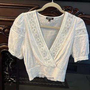 Express white cotton /cotton lace top.  Size S